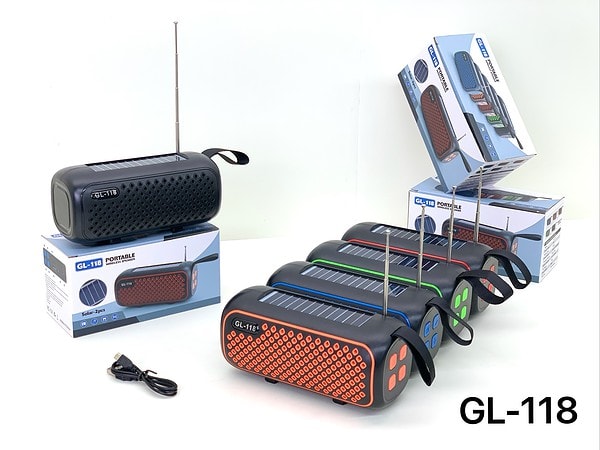 GL-118 Black/Red/Blue Solar bluetooth music speaker AIBUCUO