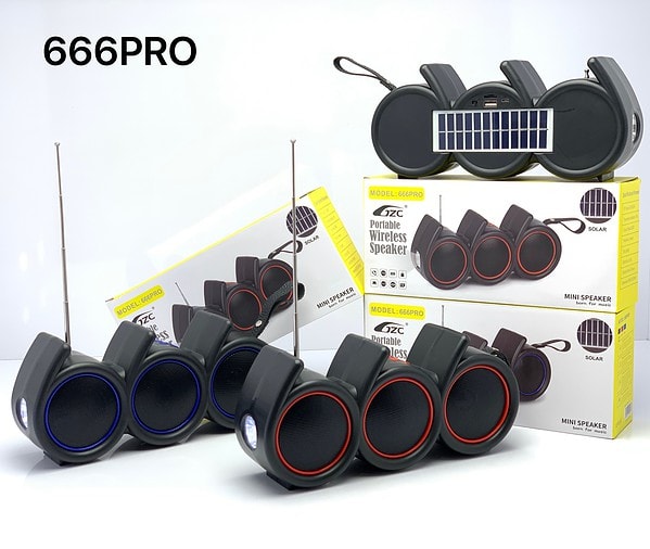 666PRO Black/Red/Blue  Solar bluetooth music speaker AIBUCUO