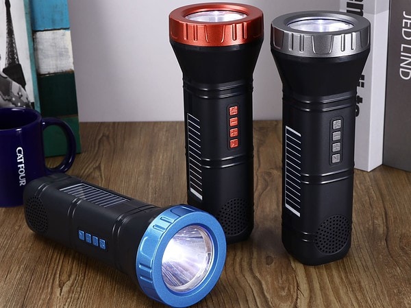 AI-112 Black/Red/Blue Solar bluetooth speaker radio with flashlight function AIBUCUO