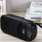 AI-138  Black   Solar bluetooth speaker radio with fan function AIBUCUO